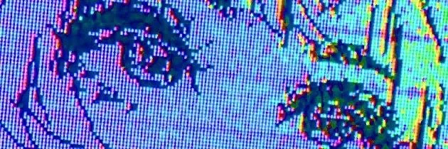 Cropped anime eyes with CRT-like pixel texture